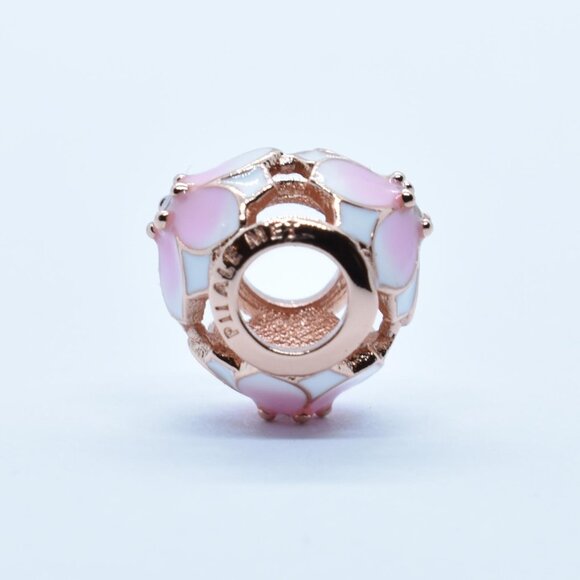 Authentic Pandora Rose Gold Flower Charm with  Clear CZ #51 - Picture 2 of 5